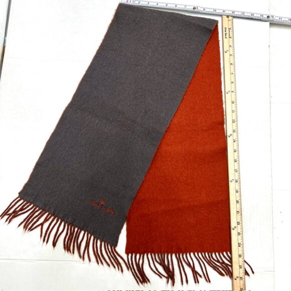 Vintage Men/Wome  MARIO VALENTINO Scar 100% Wool Fringed 58"x10" Gray Pumkin (74 - Picture 5 of 7